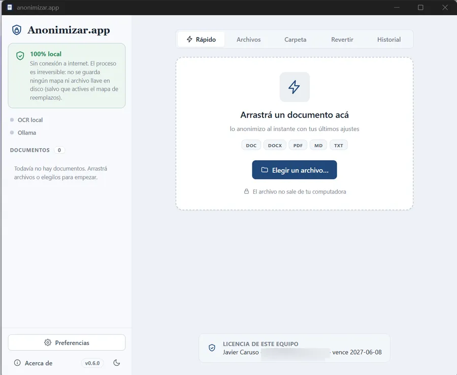Anonimizar — preview